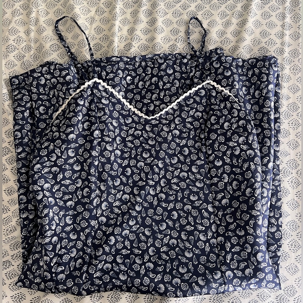 Vintage Etam shell patterned silk slip dress